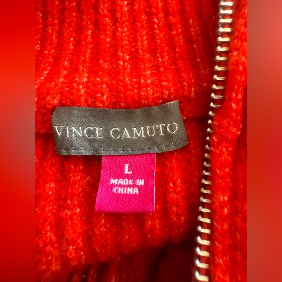 Vince Camuto Women’s Half Zip Pullover Ribbed Knit Sweater, Size L, Color Red m. - Picture 9 of 9